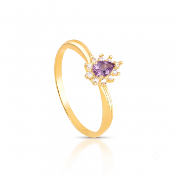 Anel gota lilas 9mm, zirconia cristal em volta. 1435563