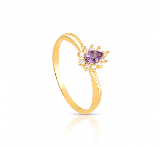 Anel gota lilas 9mm, zirconia cristal em volta. 1435563