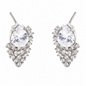 Brinco gota cristal com cascata de zirconia cristal. 16x9mm. 3530100