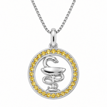 Colar profissao farmacia zirconia amarelo topazio, prata. 361643 Colar profissao farmacia zirconia amarelo topazio, prata. 361643