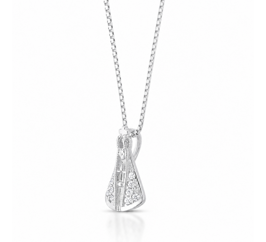 Colar Nossa Senhora Aparecida 12mm, manto cristal, corrente 45cm. 3620840