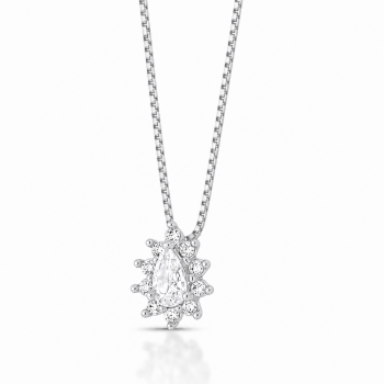 Colar gota cristal 9mm, zirconia cristal em volta. 3635560