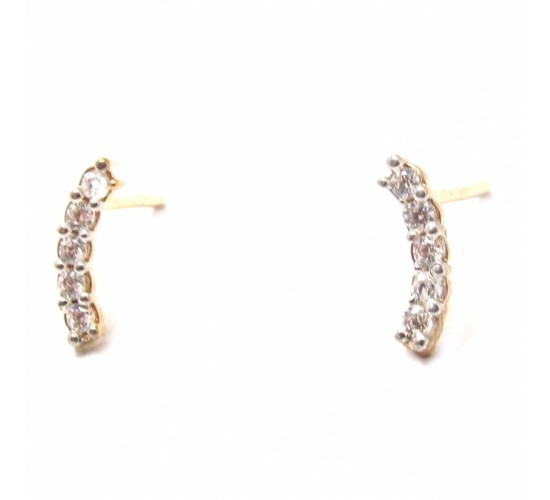 Brinco fio pequeno zirconia cristal. 9.5mm, prata. 351418