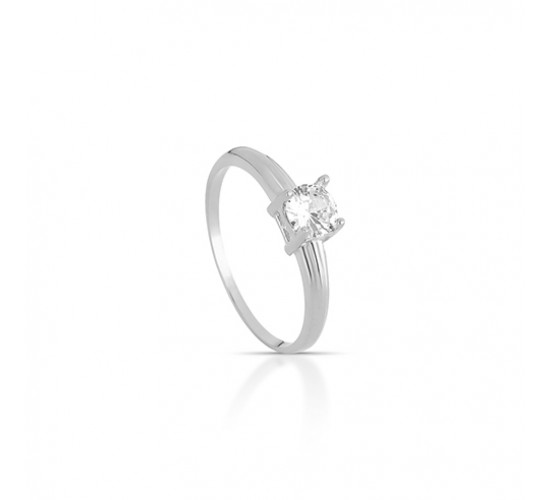 Anel solitario 4,5mm quadrado zirconia cristal, prata. 341145