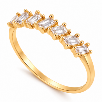 Anel meia alianca 7 baguetes cristal. 140023