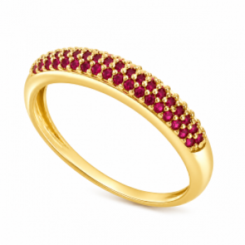 Anel pave fino zirconia vermelha. 140397