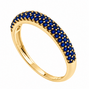 Anel meia alianca pave zirconia azul. 141115