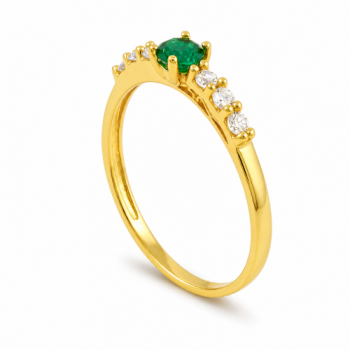 Anel solitario 4mm verde zirconia cristal 2mm nas laterais. 141337