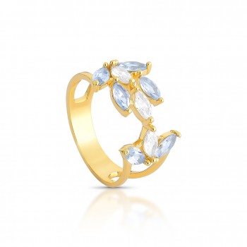 Anel 9 navetes, cristal e azul agua marinha. 1414211 Anel 9 navetes, cristal e azul agua marinha. 1414211