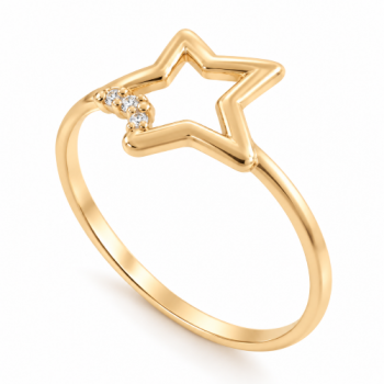 Anel estrela vazada com detalhe zirconia cristal. 141425