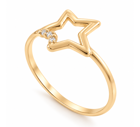 Anel estrela vazada com detalhe zirconia cristal. 141425