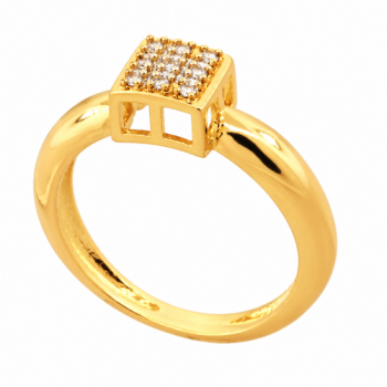 Anel chuveiro quadrado zirconia cristal. 141487