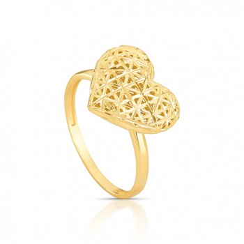 Anel coracao 14mm, diamantado vazado. 143556