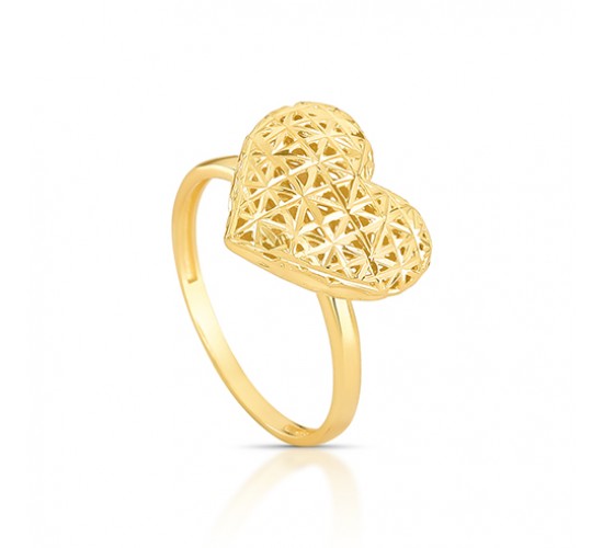 Anel coracao 14mm, diamantado vazado. 143556