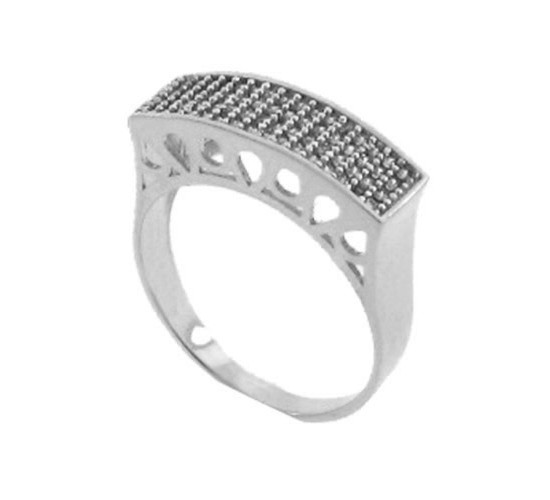Anel retangular zirconia cristal, prata. 340016