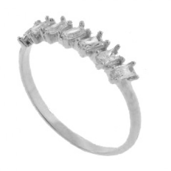 Anel meia alianca 7 baguetes cristal, prata. 340023