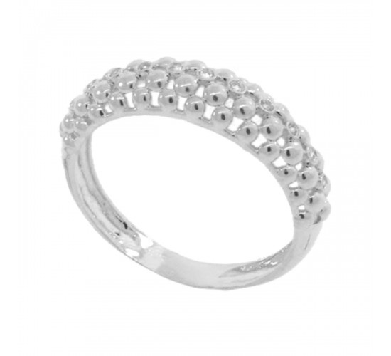 Anel  colmeia lisa e zirconia cristal, prata. 340083