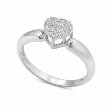 Anel chuveiro coracao medio zirconia cristal, prata. 340344
