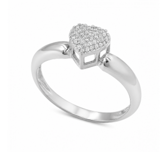 Anel chuveiro coracao medio zirconia cristal, prata. 340344