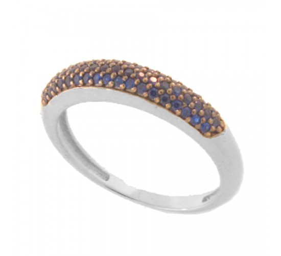 Anel pave fino zirconia azul, prata. 340398