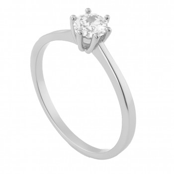 Anel solitario zirconia cristal 4,5mm, prata. 340545