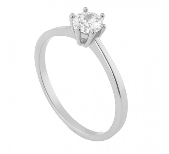 Anel solitario zirconia cristal 4,5mm, prata. 340545