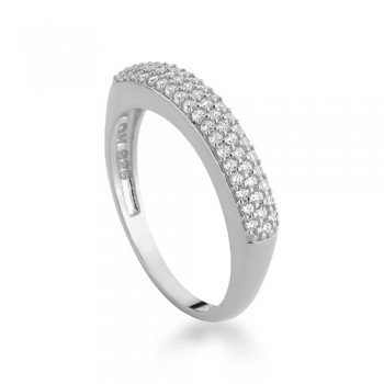 Anel pave reta fina zirconia cristal, prata. 340569
