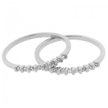 Anel aparador zirconia cristal com filetes entre elas, prata. 340586