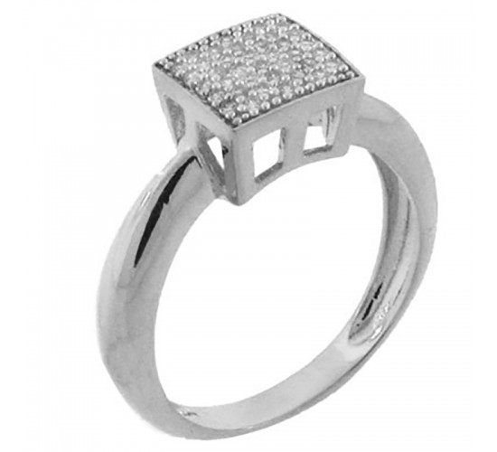 Anel chuveiro quadrado zirconia cristal, prata. 340590