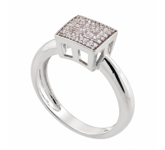 Anel chuveiro quadrado zirconia cristal, prata. 340590
