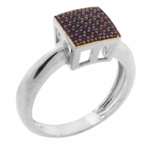 Anel chuveiro quadrado zirconia negra, prata. 340596