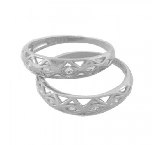 Anel aparador vazado zirconia cristal, prata. 340601