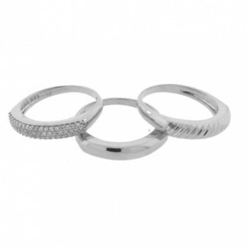 Anel trio quadrado nas laterais liso, zirconia cristal e riscado, prata. 340610