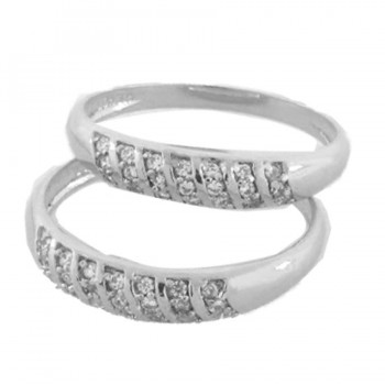 Anel aparador bananinha zirconia cristal, prata. 340654