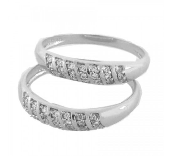 Anel aparador bananinha zirconia cristal, prata. 340654