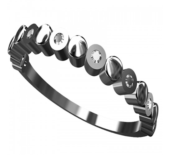 Anel aparador fino intercalado bolinha lisa e zirconia cristal, prata. 340655
