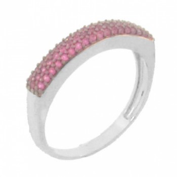 Anel pave reta media zirconia vermelha, prata. 340661 Anel pave reta media zirconia vermelha, prata. 340661