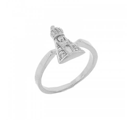 Anel Nossa Senhora Aparecida zirconia cristal, Prata. 340662