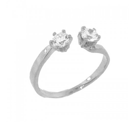 Anel de falange aberto com zirconia cristal nas pontas, prata. 340668
