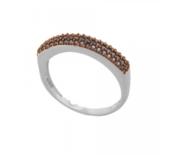 Anel pave reta media zirconia azul, prata. 340675