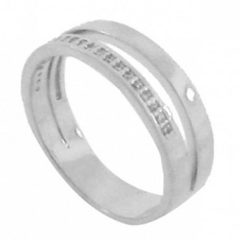 Anel fio liso e fio zirconia cristal, prata. 340705