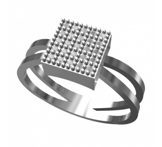 Anel chuveiro quadrado pequeno zirconia cristal, vazado nas laterais, prata. 340723