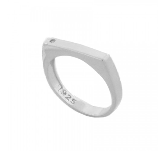 Anel de falange fino e reto com detalhe zirconia cristal, prata. 340762