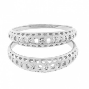 Anel aparador intercalado zirconia cristal e furinho vazado, prata. 340798