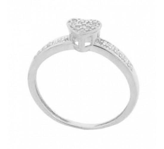 Anel coracao chuveiro zirconia cristal em cima e nas laterais, prata. 340803