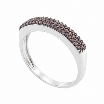 Anel pave reta media zirconia chocolate, prata. 340821