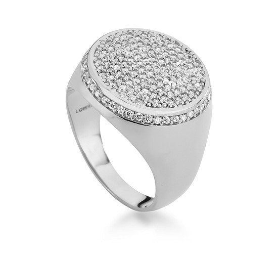 Anel redondo pave zirconia cristal, prata. 340867