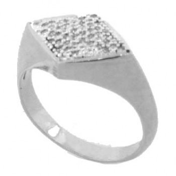 Anel losango reto zirconia cristal, prata. 340868