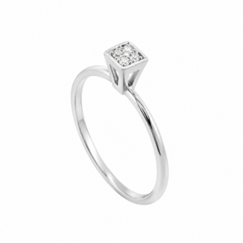 Anel mini chuveiro quadrado zirconia cristal, prata. 340916