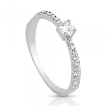 Anel solitario 3,5mm fino sobreposto zirconia cristal, prata. 340968